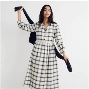 Madewell MH065 Flannel Button-Front Midi Dress Size 0